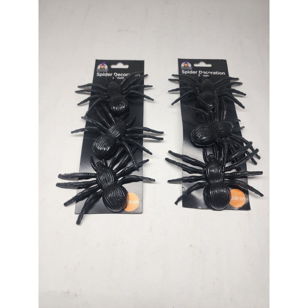 Happy Halloween Decor - 3 Spider Stick-On Decorations 🕷️ Black 3” x 4” - NEW